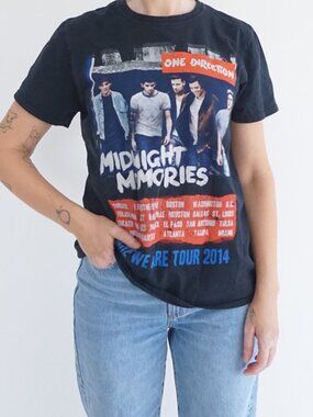 One Direction Midnight Memories Tour 2014 Graphic Band Tee Concert Shirt M